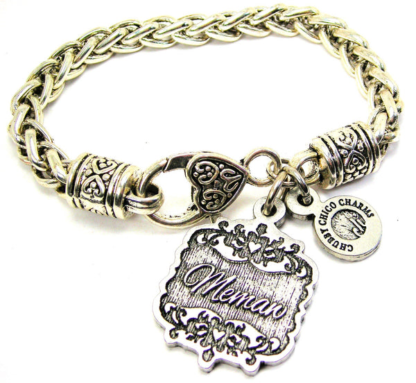 Memaw Victorian Scroll Cable Link Chain Bracelet