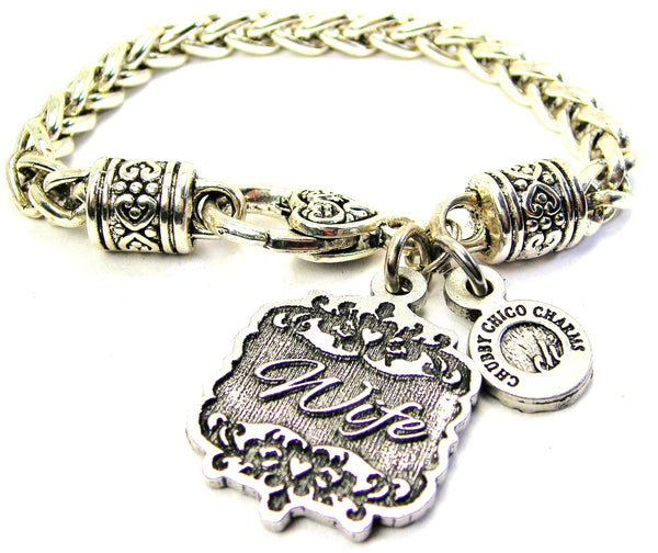Wife Victorian Scroll Cable Link Chain Bracelet