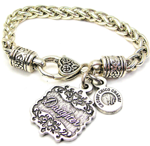 Daughter Victorian Scroll Cable Link Chain Bracelet
