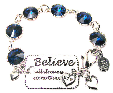 Believe All Dreams Come True Crystal Connector Bracelet