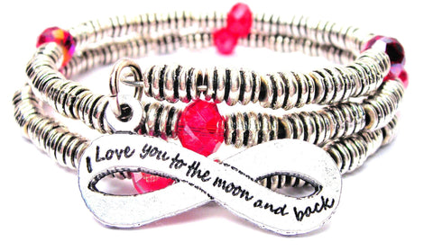 Infinity I Love You To The Moon And Back Curly Coil Wrap Style Bangle Bracelet