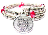 Hope Love Cure Curly Coil Wrap Style Bangle Bracelet