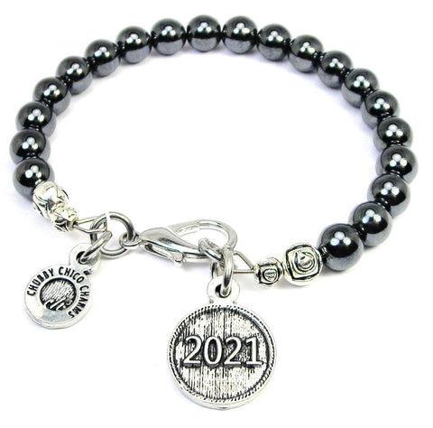 2021 Circle Hematite Glass Bracelet