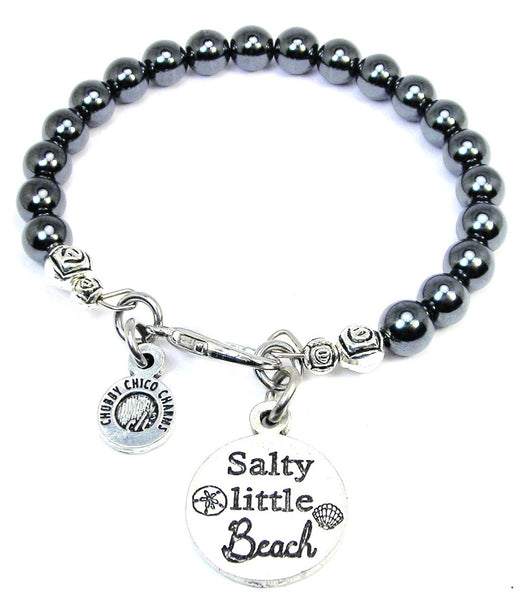 Salty Little Beach Hematite Glass Bracelet