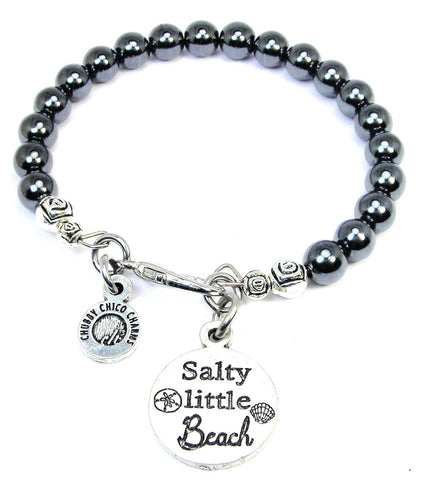 Salty Little Beach Hematite Glass Bracelet