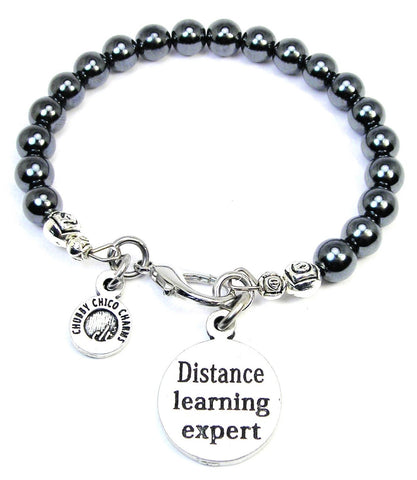Distance Learning Expert Hematite Glass Bracelet