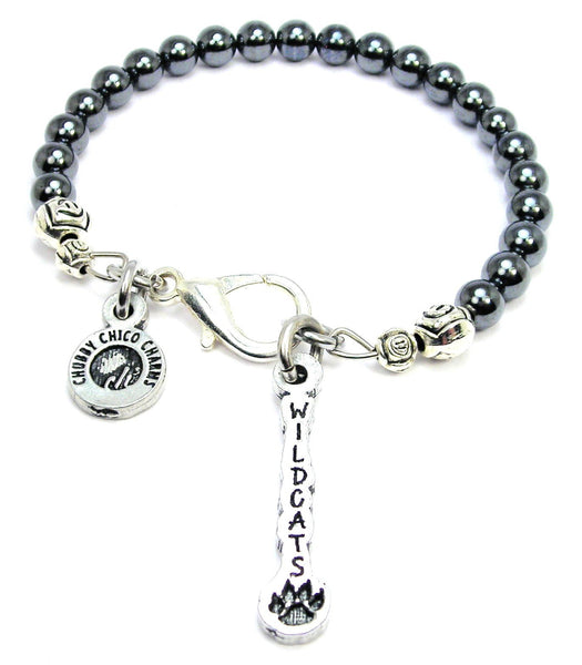 Wildcats Long Tab Hematite Glass Bracelet