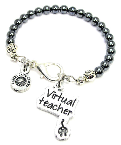 Virtual Teacher Hematite Glass Bracelet