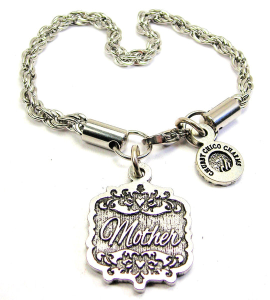 Mother Victorian Scroll Rope Chain Bracelet