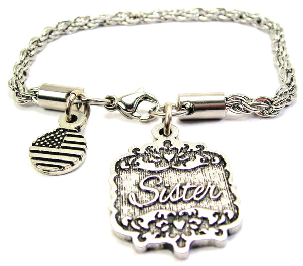 Sister Victorian Scroll Rope Chain Bracelet