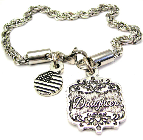 Daughter Victorian Scroll Rope Chain Bracelet