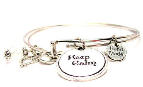 Keep Calm Circle Expandable Bangle Bracelet Set