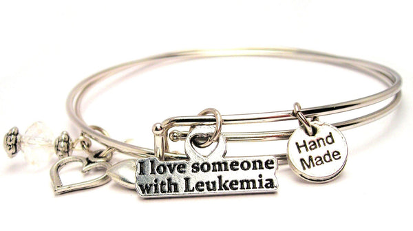 I Love Someone With Leukemia Expandable Bangle Bracelet Set