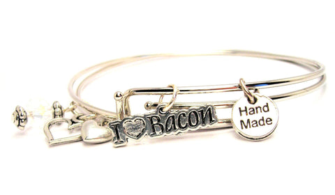 I Love Bacon Expandable Bangle Bracelet Set