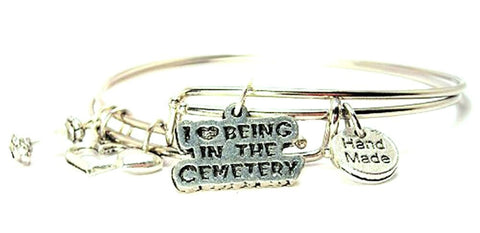 I Love Being In The Cemetery Expandable Bangle Bracelet Set