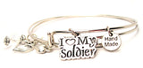I Love My Soldier Stylized Expandable Bangle Bracelet Set