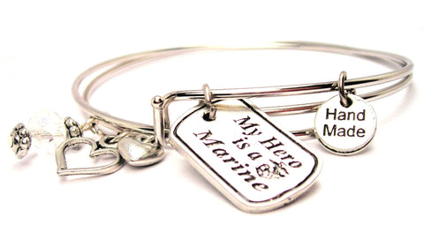 My Hero Is A Marine Expandable Bangle Bracelet Set