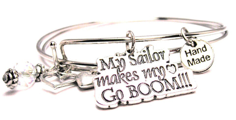 My Sailor Makes My Heart Go Boom Expandable Bangle Bracelet Set