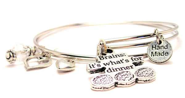 Brains It's What's For Dinner Expandable Bangle Bracelet Set