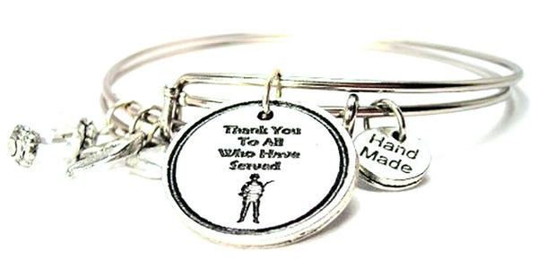 Thank You For All Who Have Served Expandable Bangle Bracelet Set