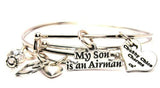 My Son Is An Airman Expandable Bangle Bracelet Set