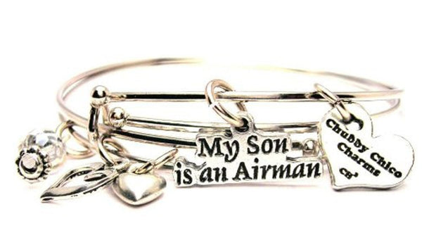 My Son Is An Airman Expandable Bangle Bracelet Set