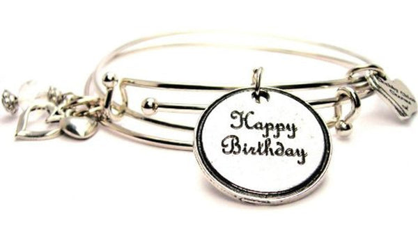 Happy Birthday Circle Expandable Bangle Bracelet Set