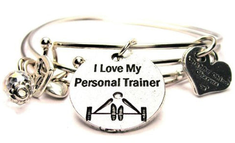 I Love My Personal Trainer Expandable Bangle Bracelet Set
