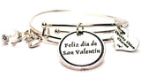 Feliz Dia De San Valentin Expandable Bangle Bracelet Set