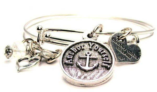 Anchor Yourself Expandable Bangle Bracelet Set