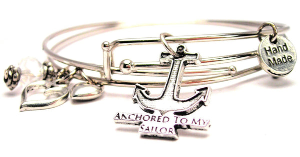 Anchored To My Sailor Expandable Bangle Bracelet Set