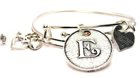 Initial H Circle Expandable Bangle Bracelet Set Regular (Fits 7-1/2 to 8) / Lavender Purple