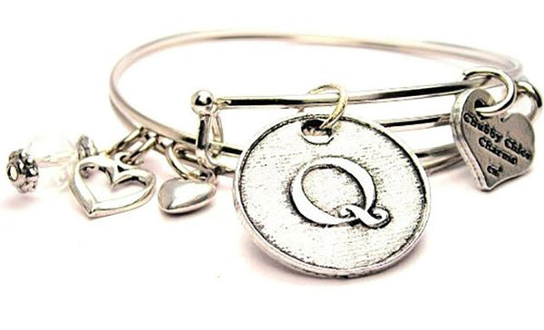 Initial Q Circle Expandable Bangle Bracelet Set