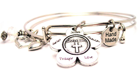 The Christian Flower Expandable Bangle Bracelet Set