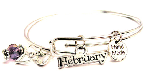 February Outlined Expandable Bangle Bracelet Set