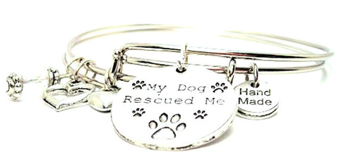 My Dog Rescued Me Expandable Bangle Bracelet Set