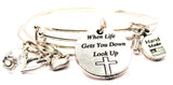 When Life Gets You Down Look Up Expandable Bangle Bracelet Set