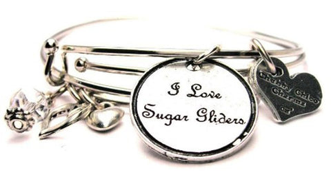 I Love Sugar Gliders Expandable Bangle Bracelet Set