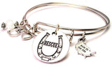 Rescue With Horseshoe Expandable Bangle Bracelet Set