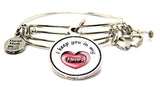 Hand Painted Red I Keep You In My Heart Expandable Bangle Bracelet Set