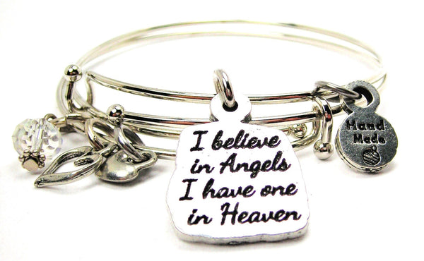 I Believe In Angels I Have One In Heaven Expandable Bangle Bracelet Set