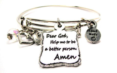 Dear God Help Me To Be A Better Person Amen Expandable Bangle Bracelet Set