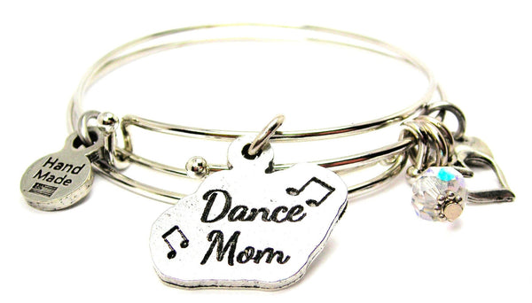 Dance Mom With Music Notes Expandable Bangle Bracelet Set