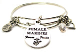 Female Marines Fewer Prouder Expandable Bangle Bracelet Set