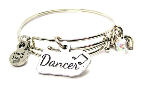 Dancer With Music Notes Expandable Bangle Bracelet Set