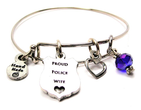 Proud Police Wife Expandable Bangle Bracelet