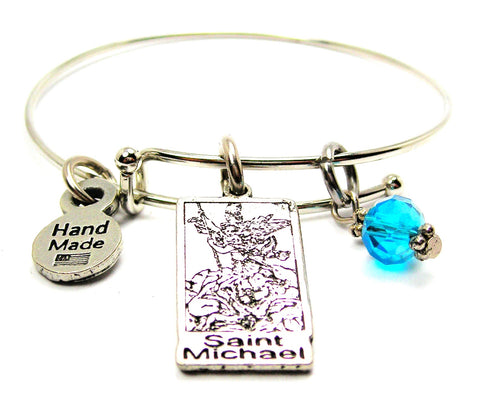 Saint Michael Expandable Bangle Bracelet