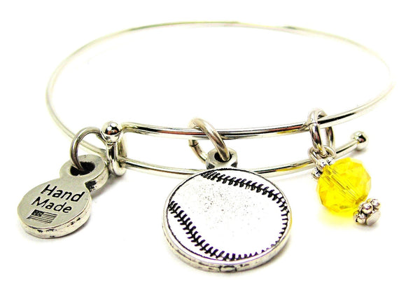 Engraved Baseball Softball Expandable Bangle Bracelet