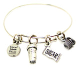 Coffee Jewelry,  Sugar,  Cream, Creamme,  I Love Coffee Bracelet,  Bangle Bracelet