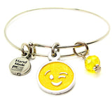Wink Face,  Wink Face Emoji,  Emoji Charm,  Emoji Bracelet,  Emoji Jewelry,  Bangle Bracelet